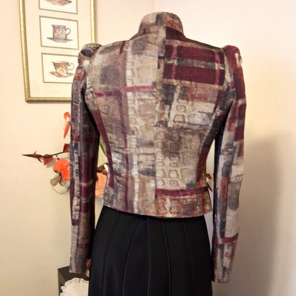 NWT Simon Chang Purple Multicolor Double-Breasted Blazer Jacket 6 S - Picture 5 of 14